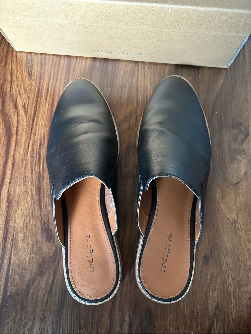 Indigo Rd Black Leather Mule Loafers Slip On Shoes Size 9.5M